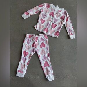 Rabbit Bear 2 piece set Heart Patterned Kids Pajamas 18/24M. VGUC